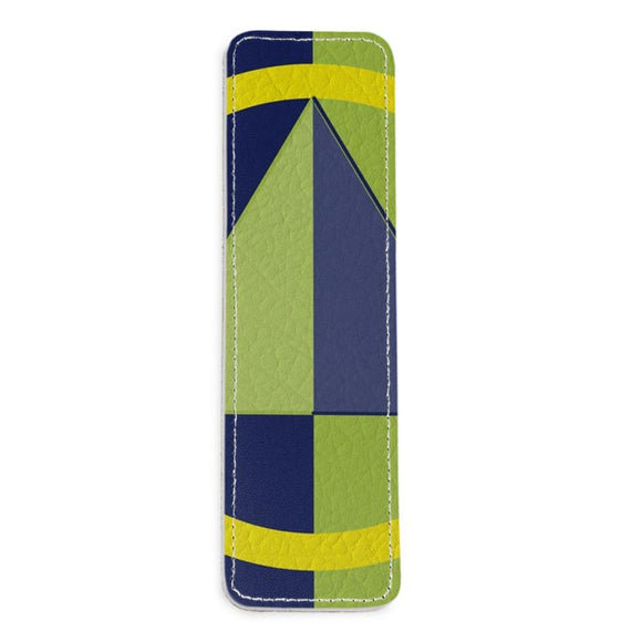 Navy Lime Diamond Leather Bookmark