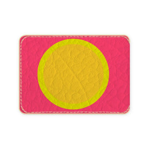 Pink Yellow Sun Leather Card Case